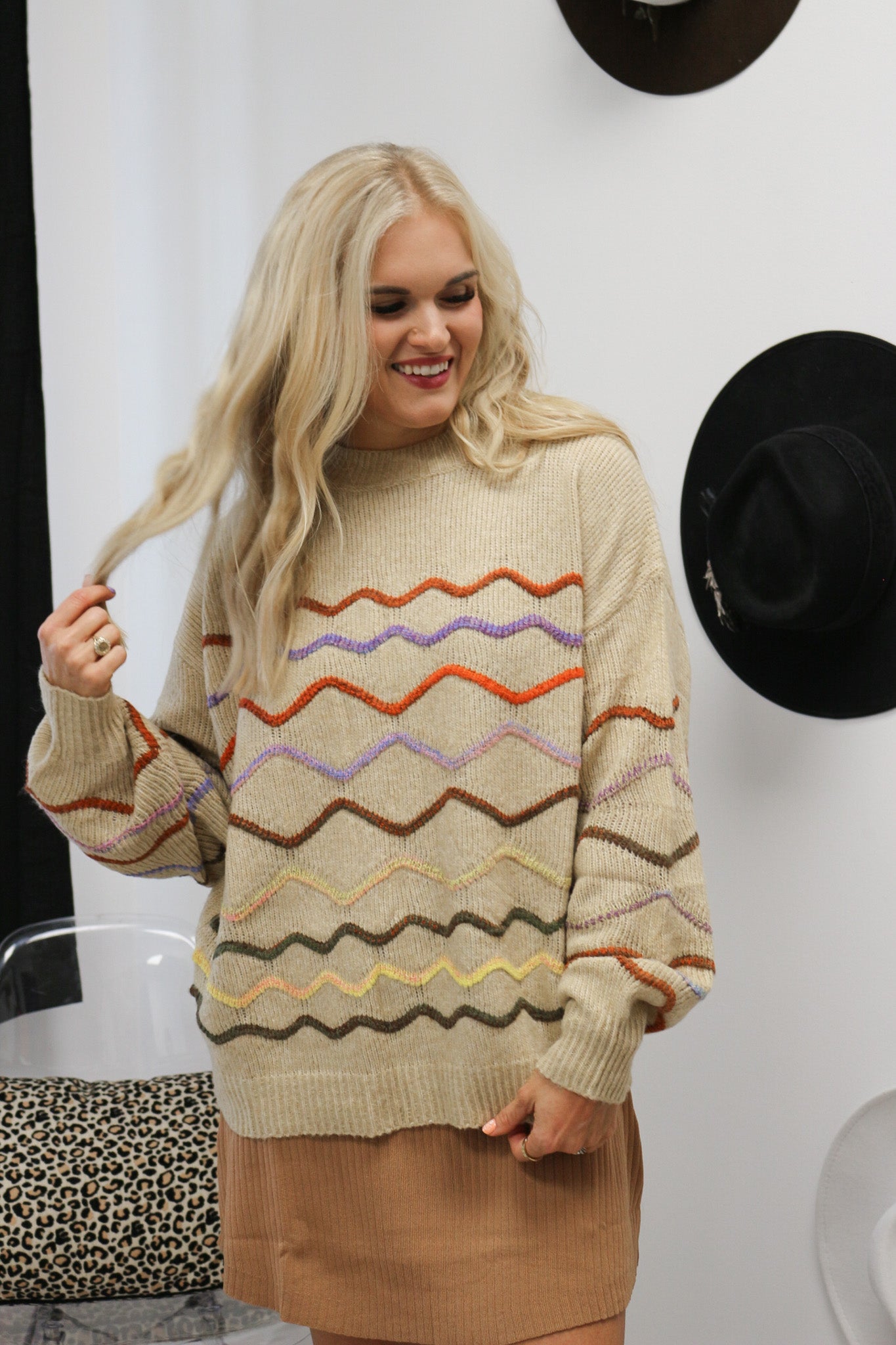 Follow My Path Khaki Stripe Sweater