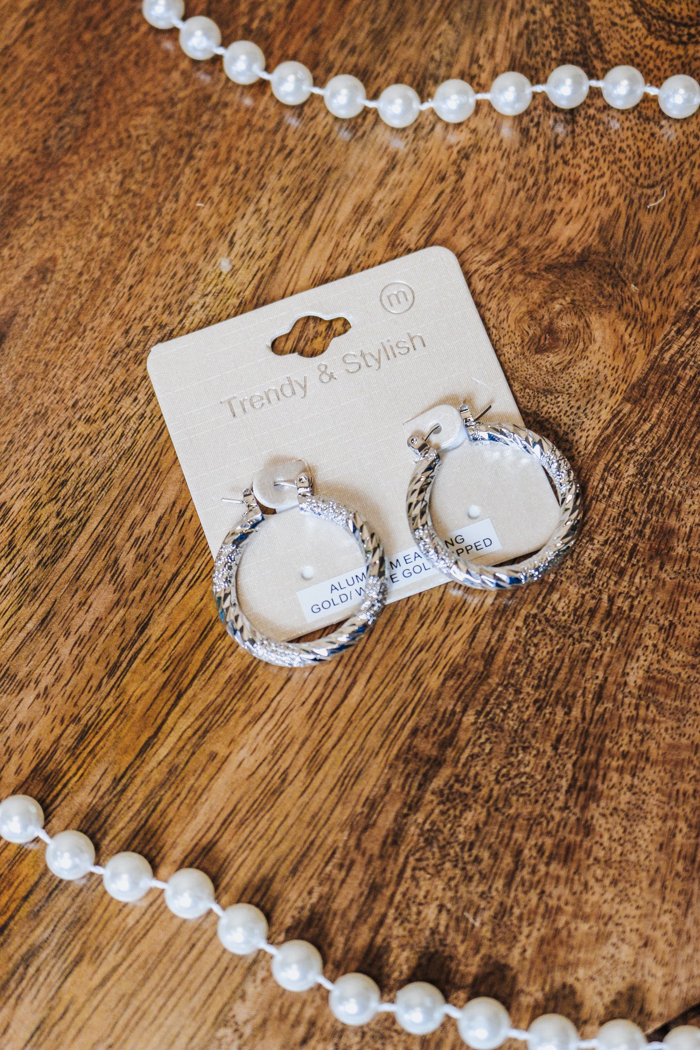 Small Silver Textured Hoop Earrings