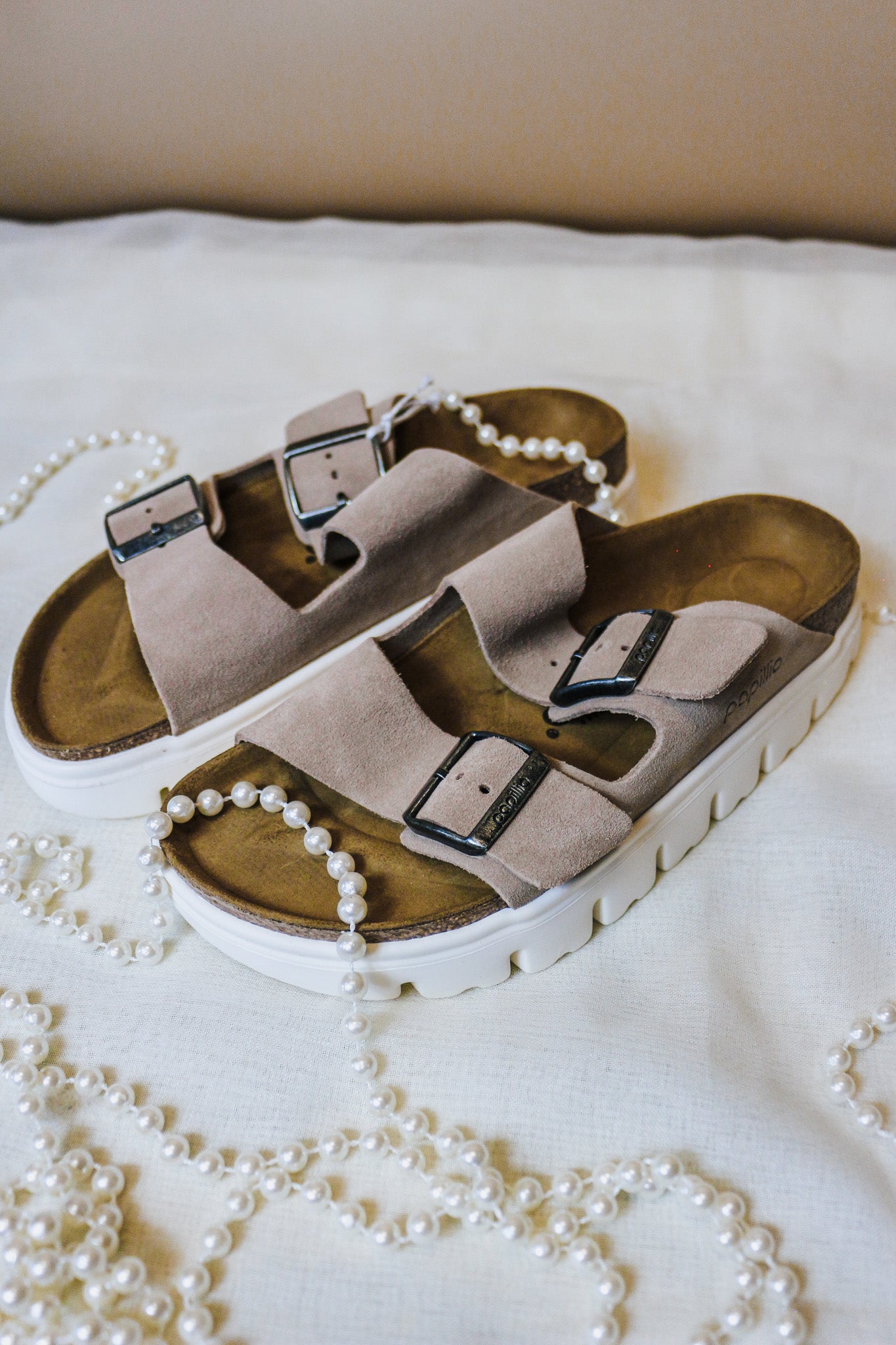 Warm Sand Arizona Chunky Suede Leather Platform Birkenstock