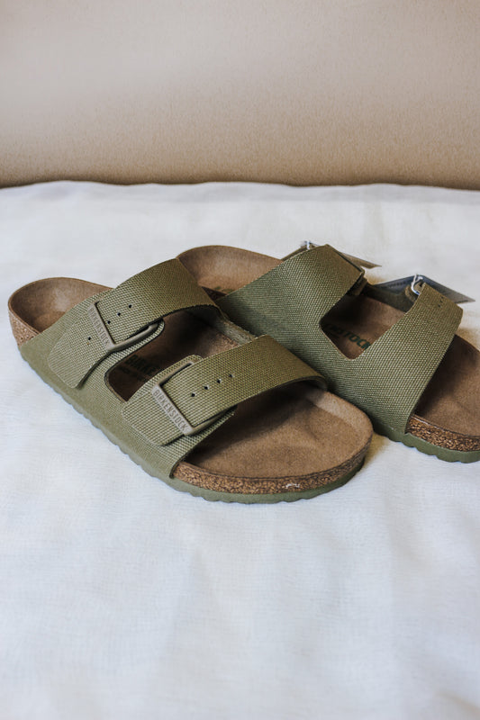 Olive Khaki Arizona Vegan Textile Birkenstocks