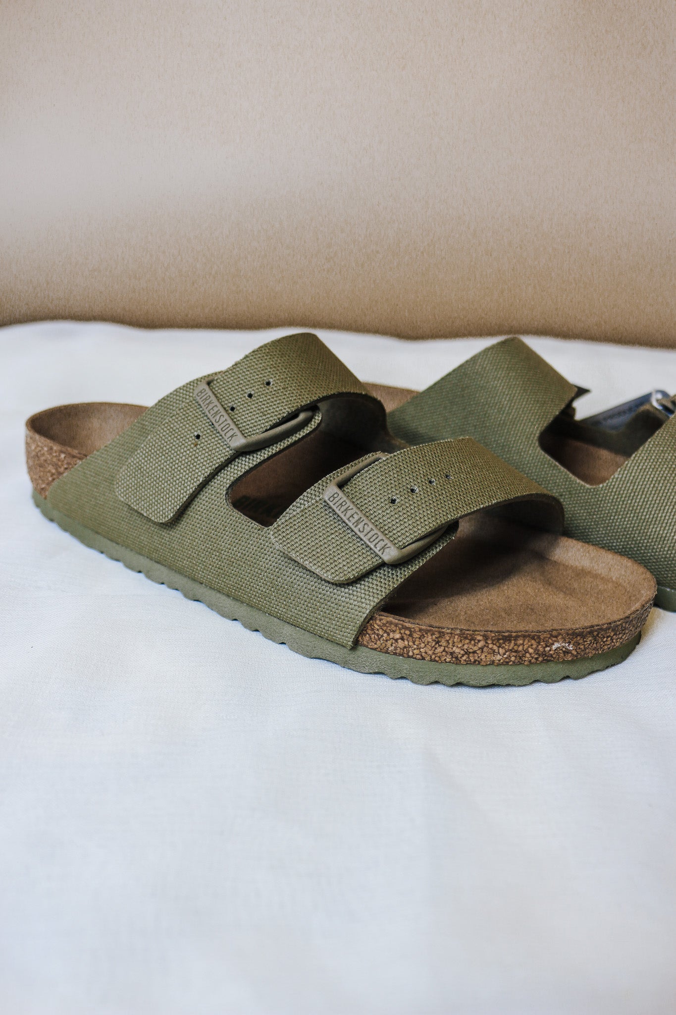 Olive Khaki Arizona Vegan Textile Birkenstocks