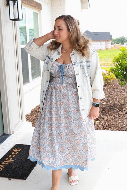 Boho Desires Blue Floral Dress