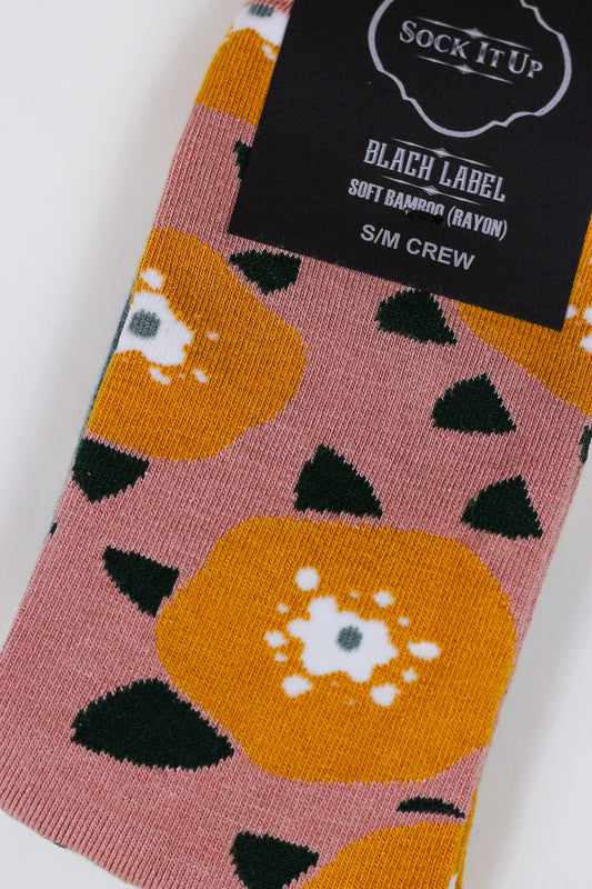 Coral Blue Floral Tall Socks