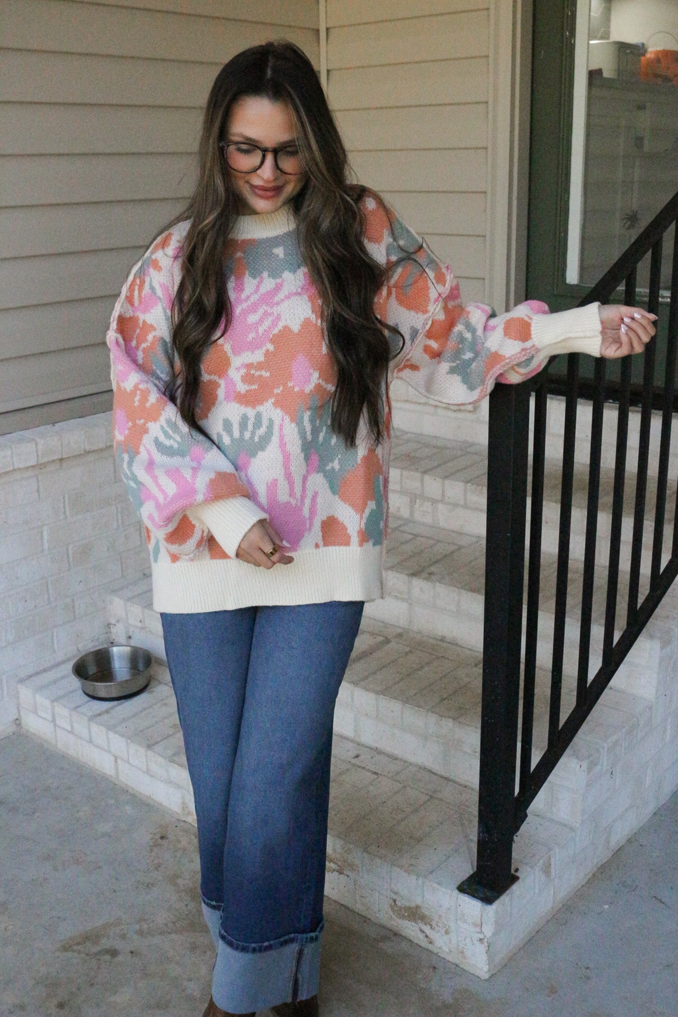 Latest Gossip Cream Floral Knit Sweater