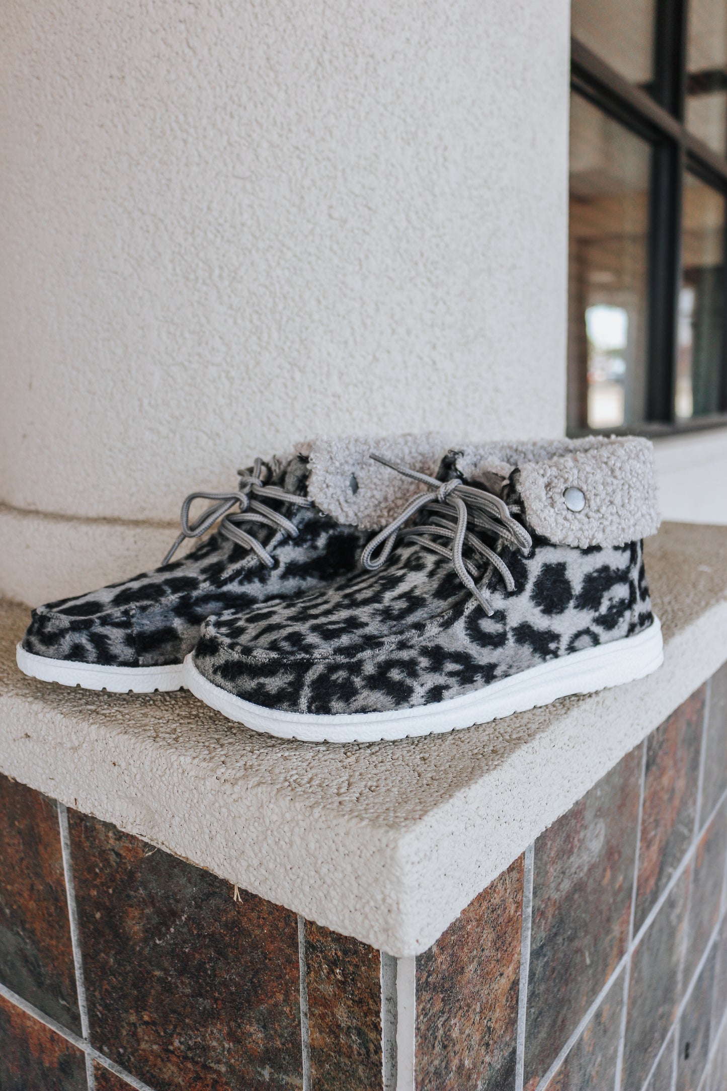 Odion Grey Leopard Slip-Ons