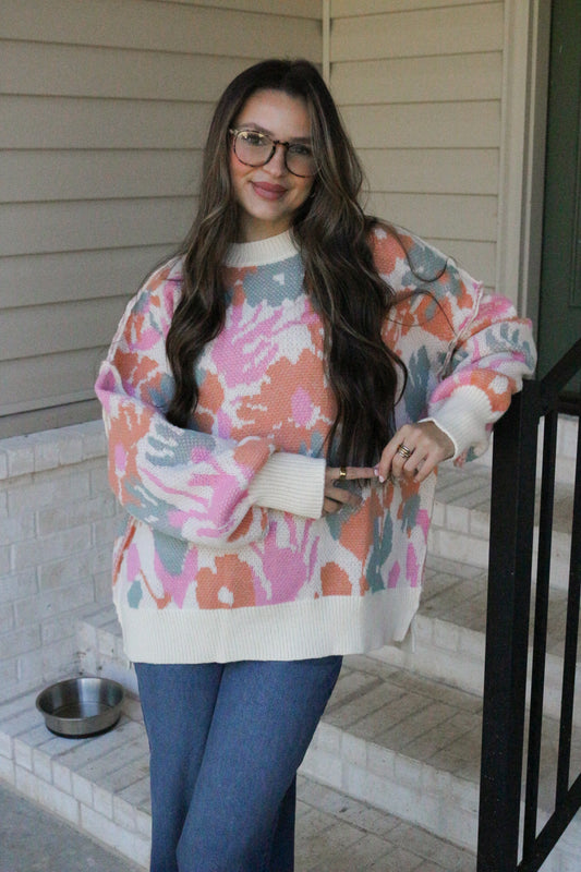 Latest Gossip Cream Floral Knit Sweater