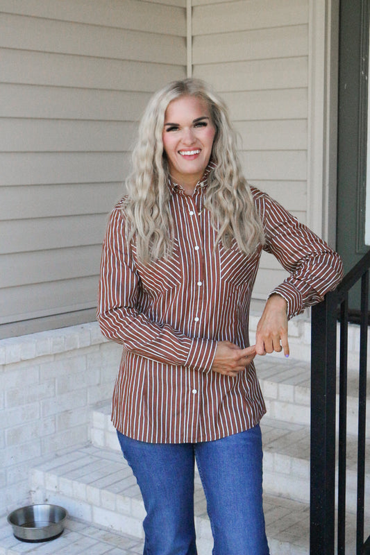Wrangler All Occasion Rusty Stripe Western Snap Shirt