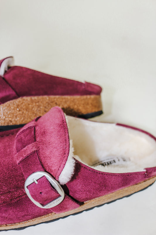 Buckley Shearling Maroon Slip Ons