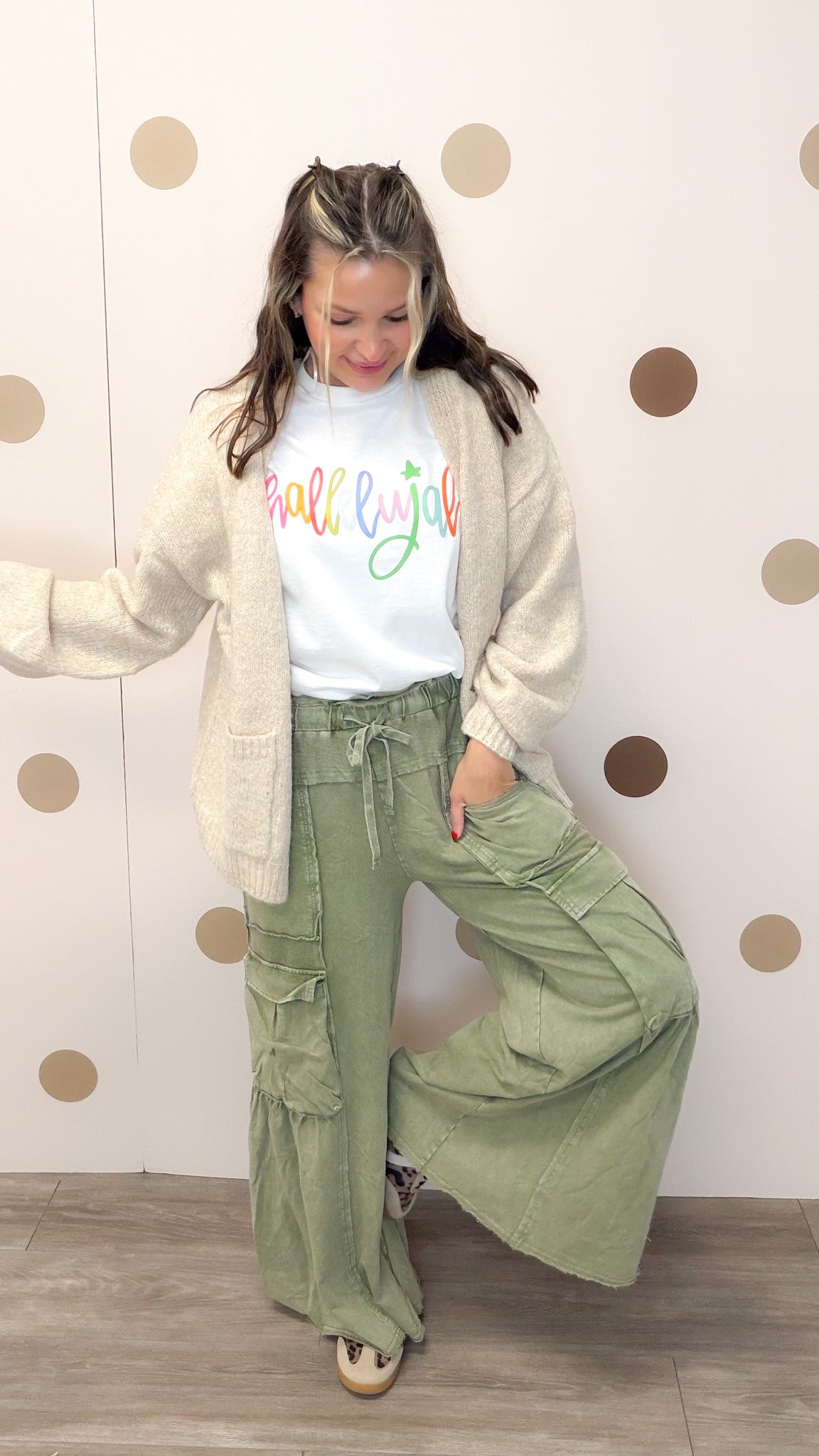First Chilly Day Women's Olive Wide Leg Pants