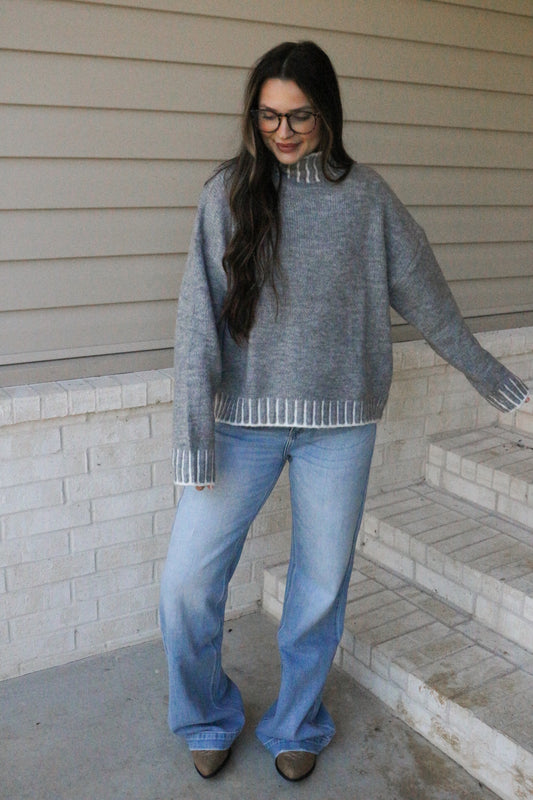 Light As A Feather Grey Knit Sweater