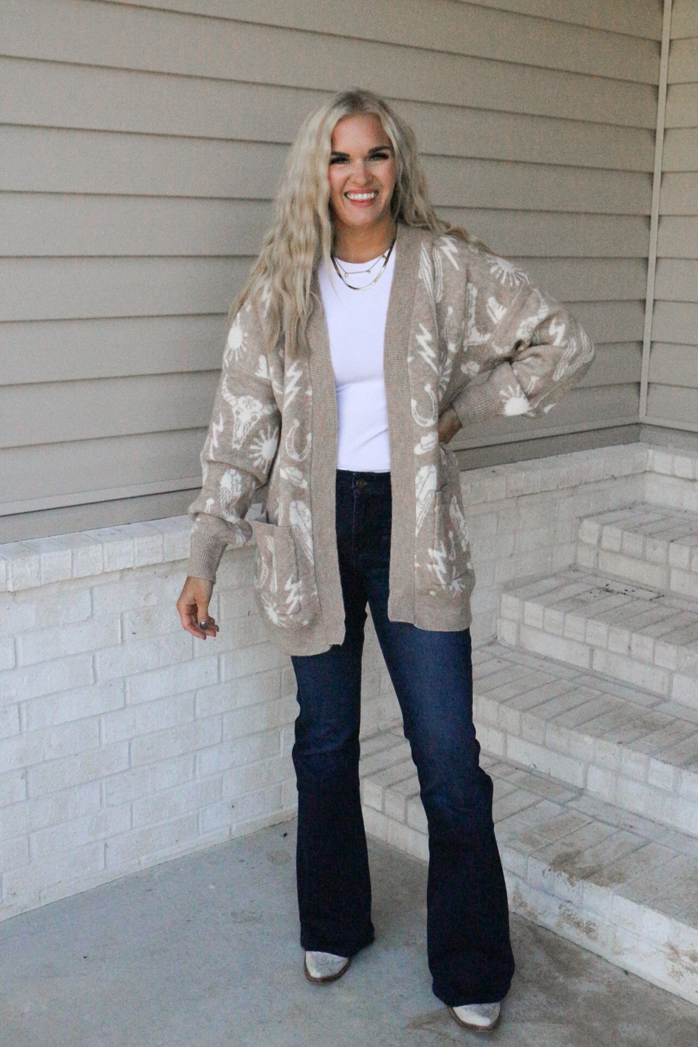 Cowgirl Classic Western Mocha Sweater Cardigan