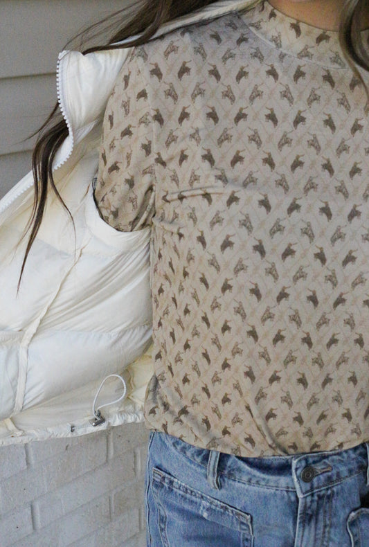 Rowlett Cream Horse Sheer Top