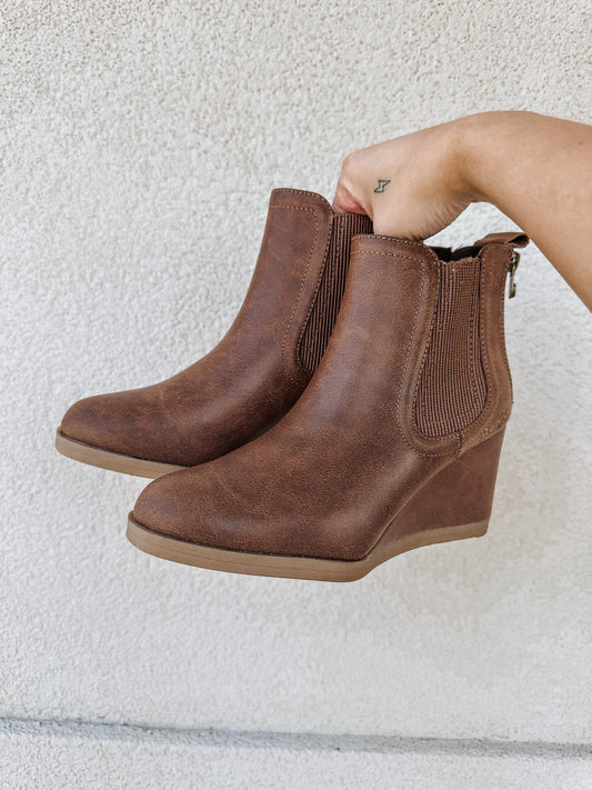 Rust Brown Blowfish Wedge Bootie