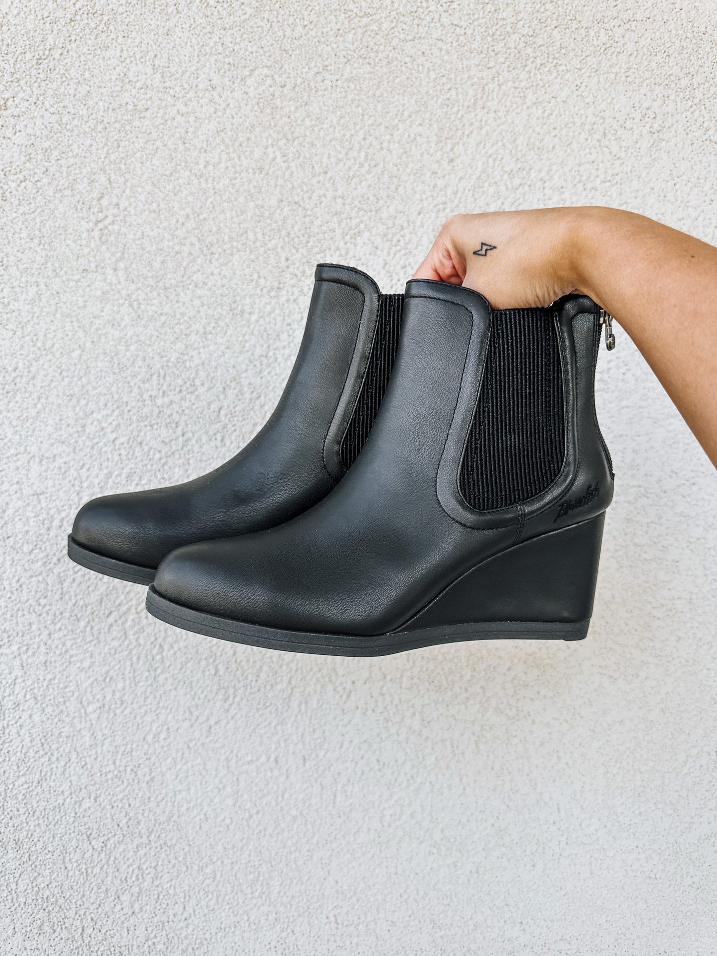 Black Blowfish Wedge Booties