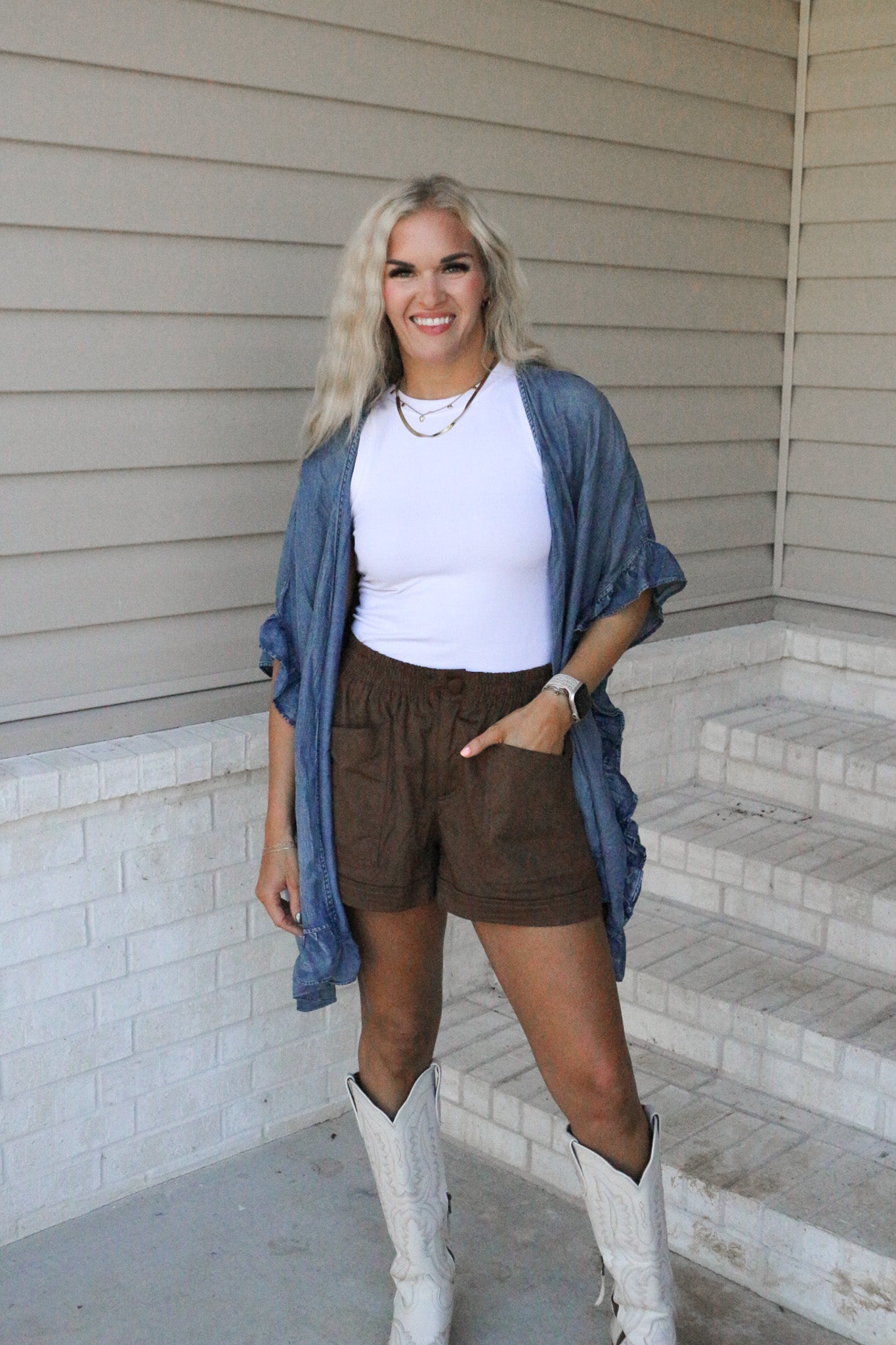 Waiting For You Denim Ruffle Cardigan