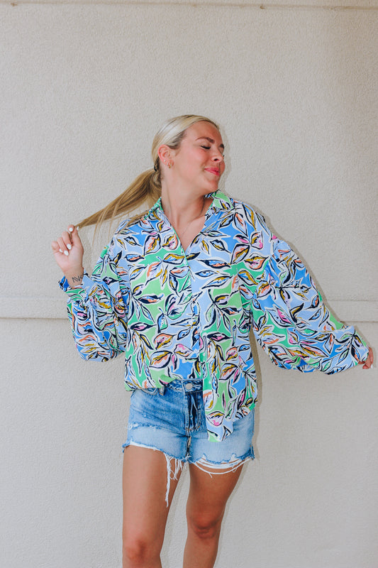 Walk the Walk Blue & Mint Blouse