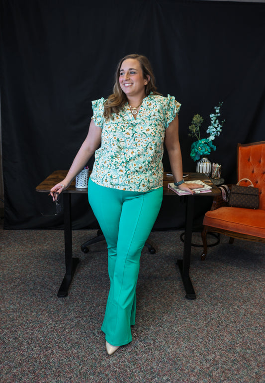 The Office Edit Flares Kelly Green