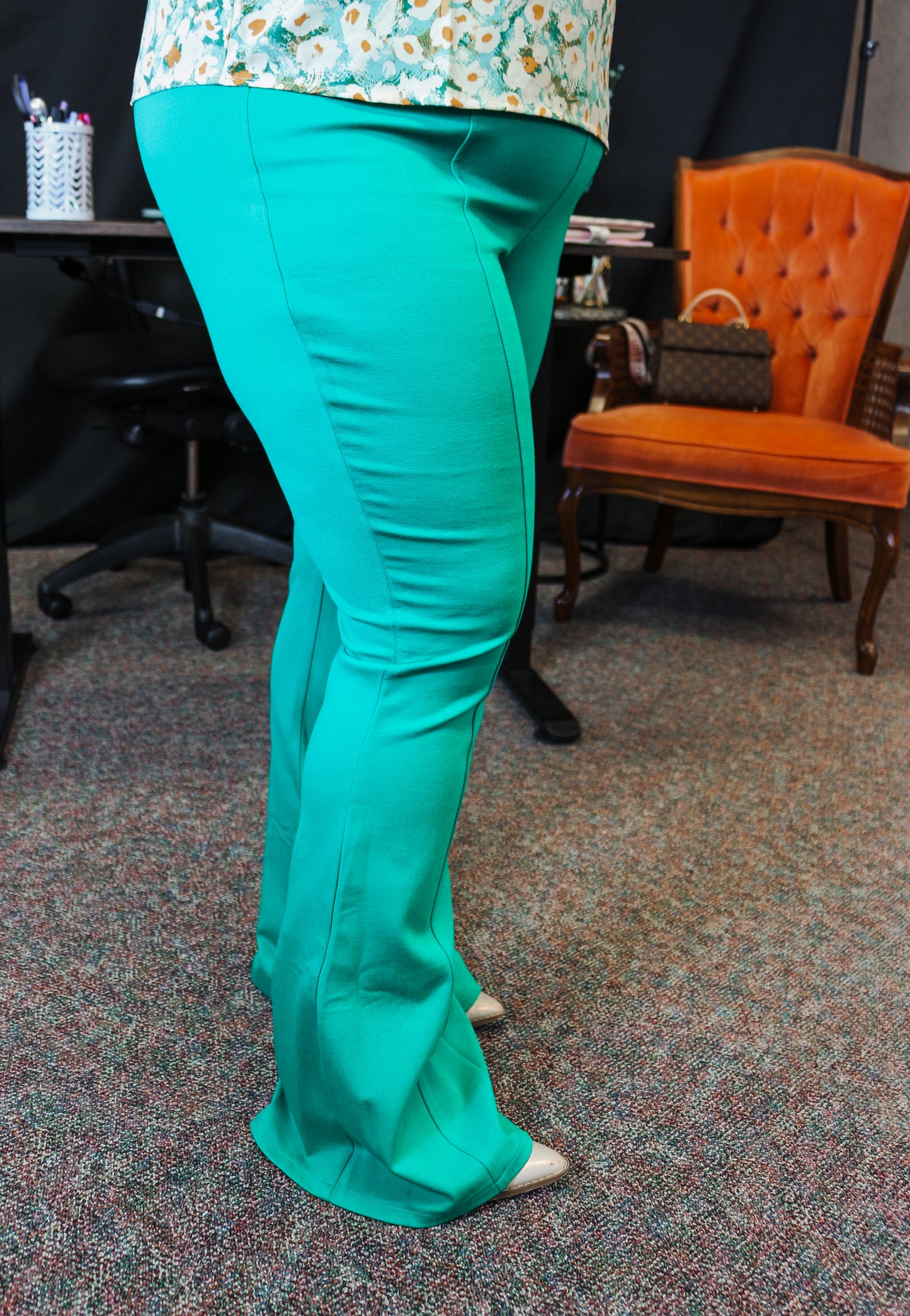 The Office Edit Flares Kelly Green