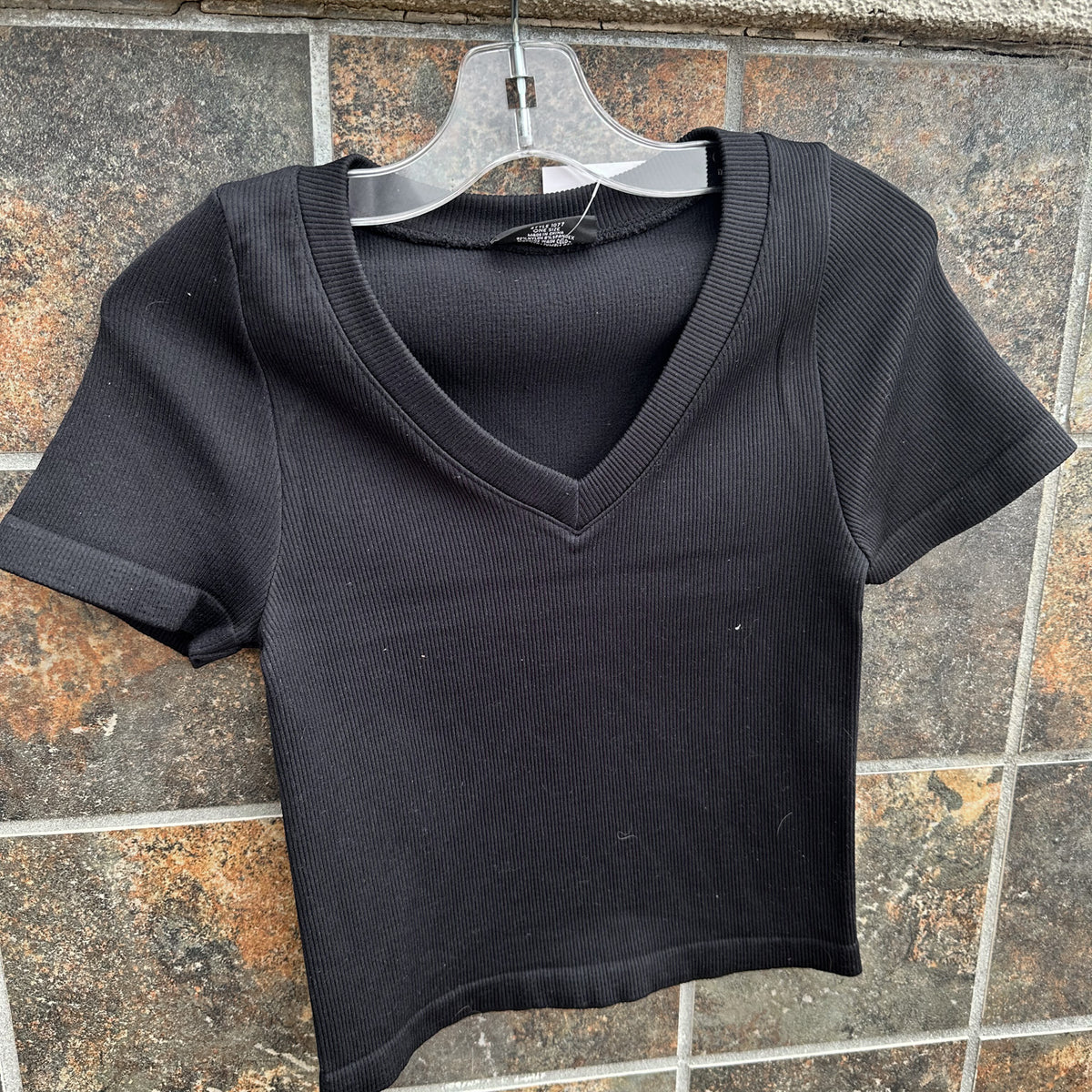 Make You Wonder Ribbed V-Neck Dynamic Tee