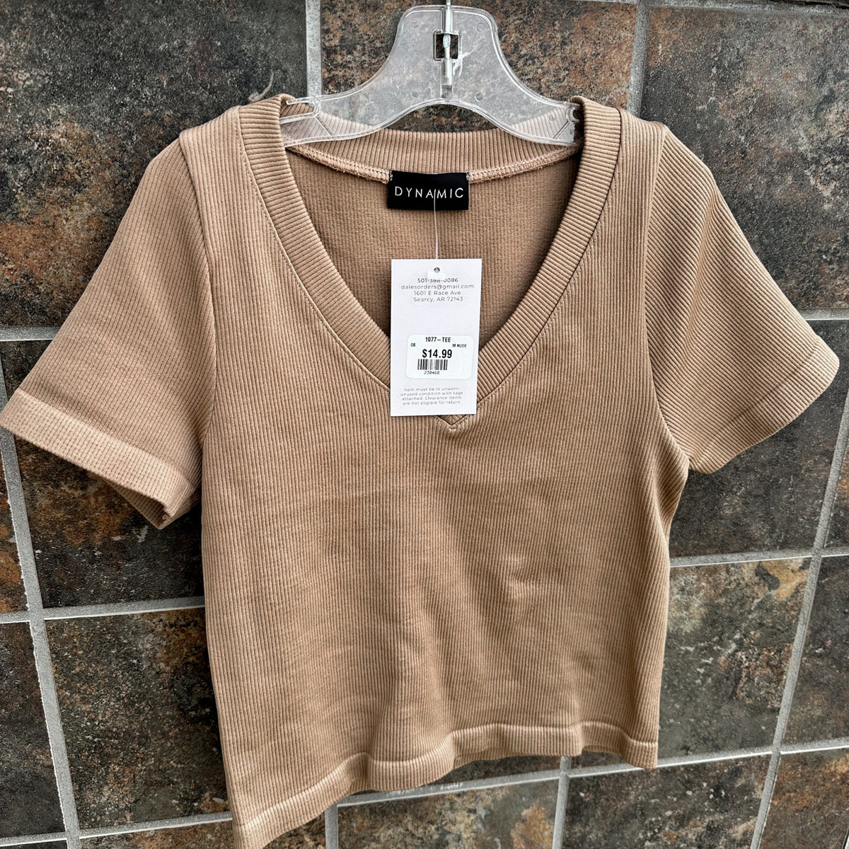 Make You Wonder Ribbed V-Neck Dynamic Tee