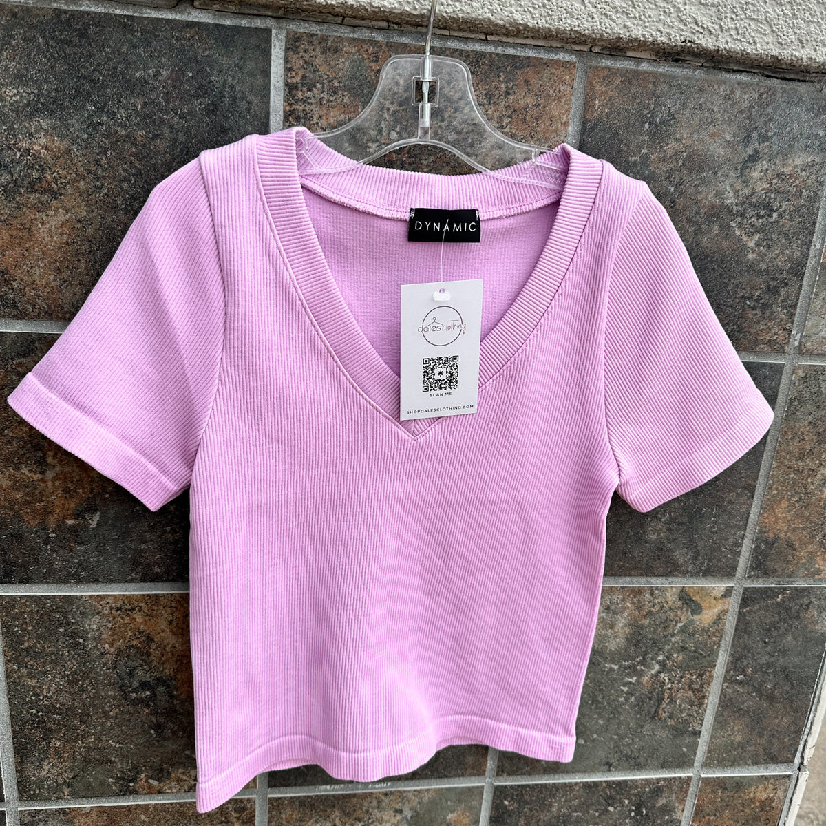 Make You Wonder Ribbed V-Neck Dynamic Tee