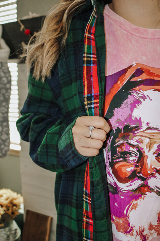 Carefree Days Dark Green Plaid Flannel