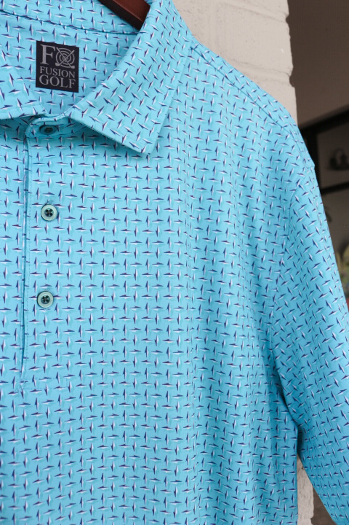Men's Turquoise Lightning Print Polo