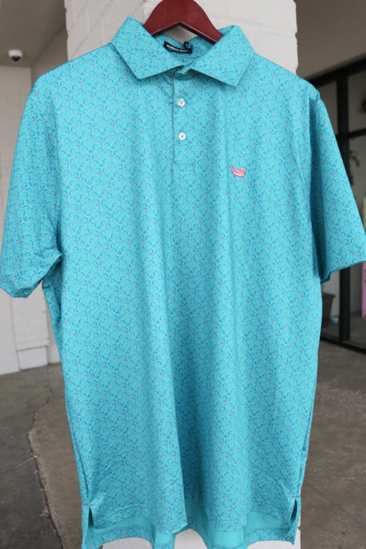 Flyline Performance Teal Navy Polo- Olé Tuesday