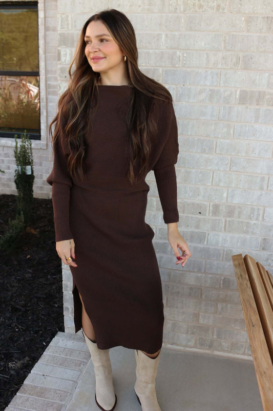 No Comparison Chocolate Brown Sweater Dress