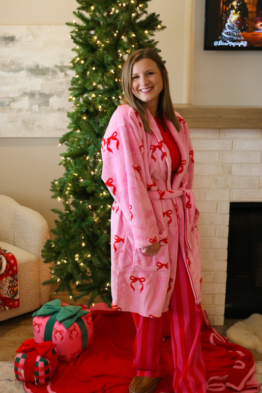 Women's Pink Bow Bath Robe