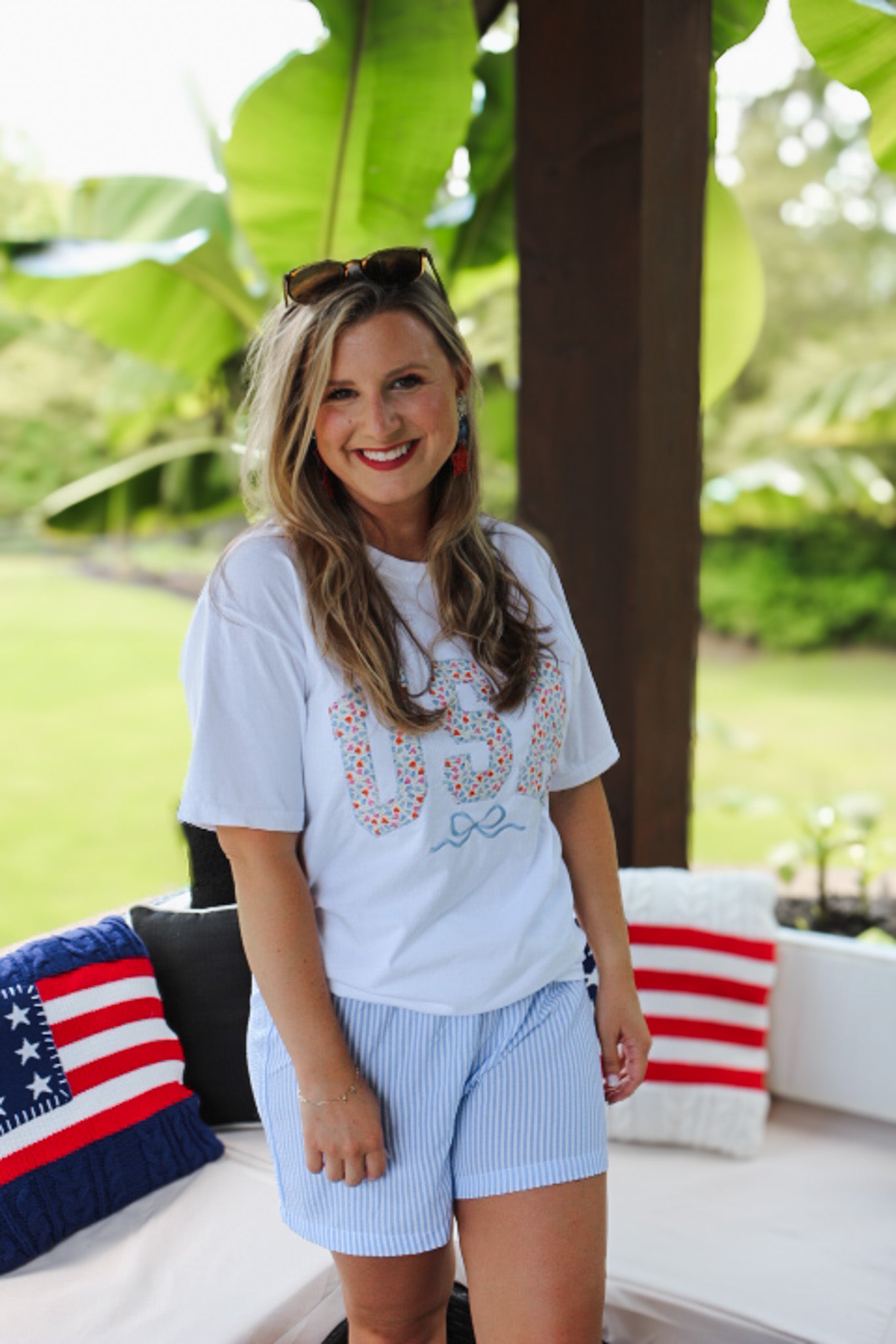 Floral Freedom White USA Graphic Tee