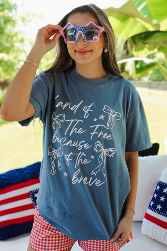 Land of the Free Blue Graphic Tee