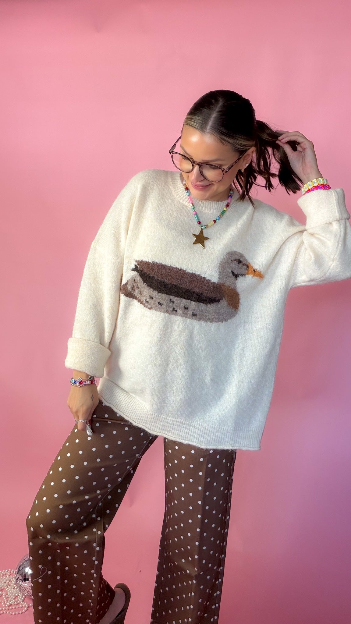 Queen Of The Pond Women's Duck Cream Sweater