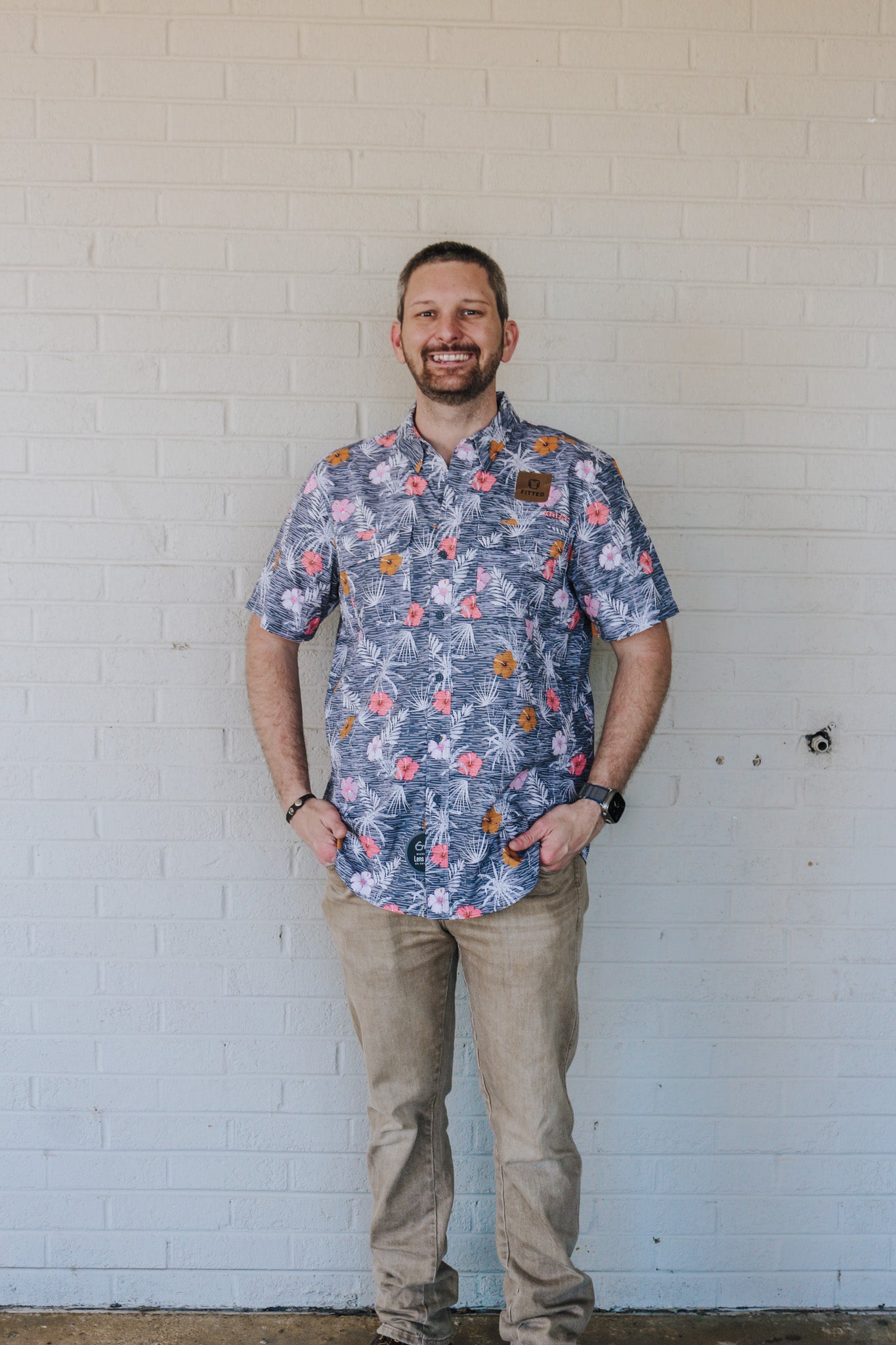 Men's Ariat VentTEK Outbound Classic Fit Grey Floral Shirt