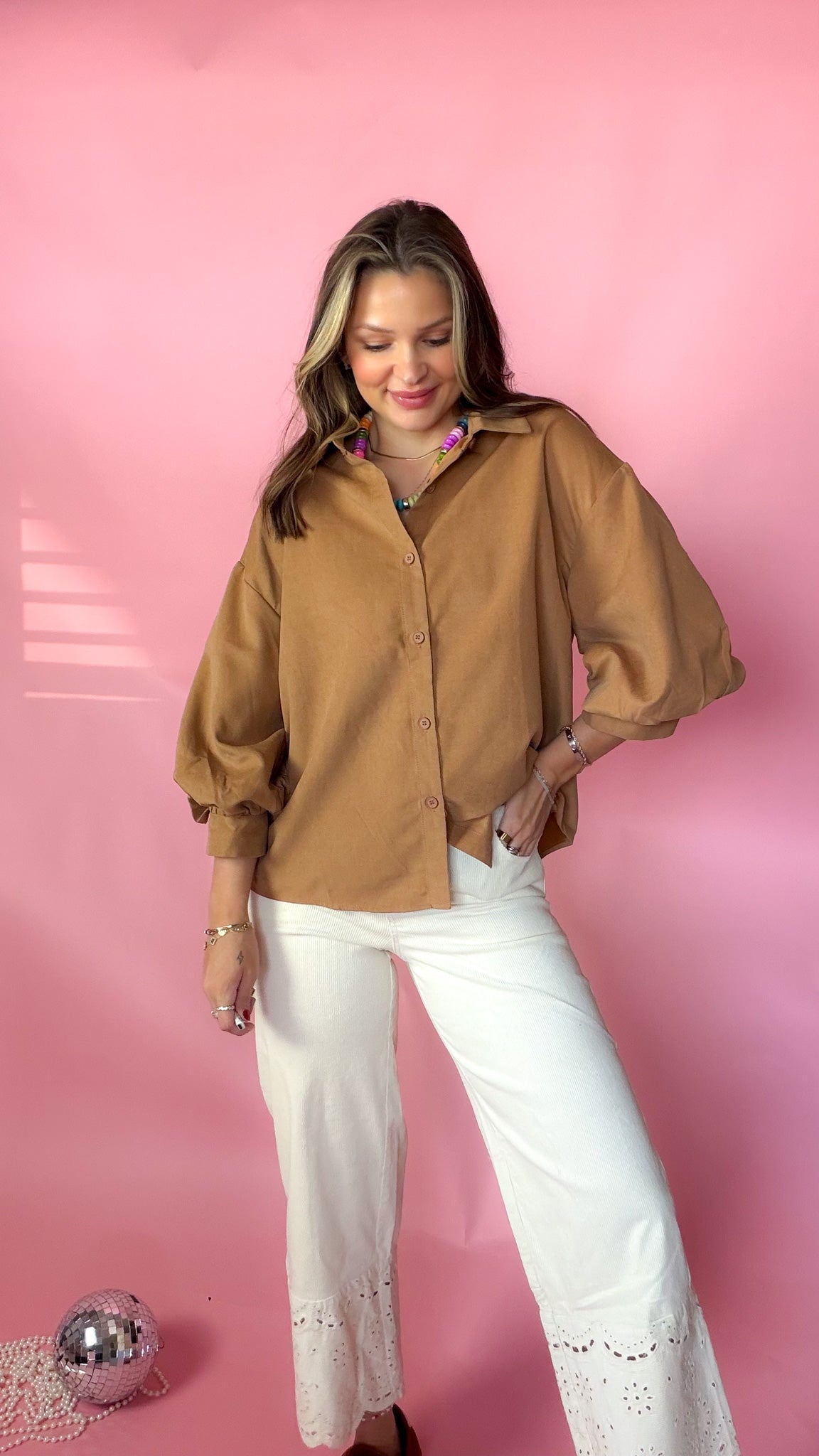 Playing Simple Women's Camel Brown Blouse