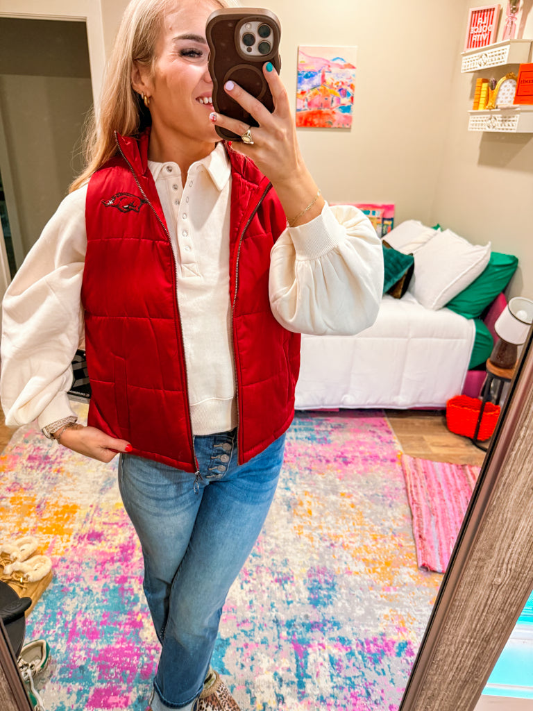 Razorback Red Puffer Vest