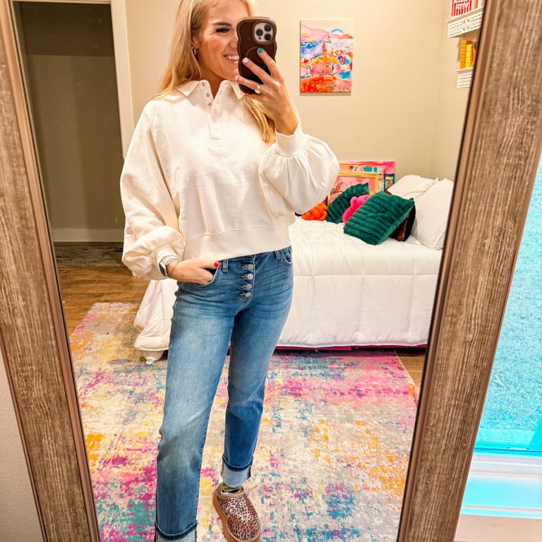 Mark My Words Half Button Top