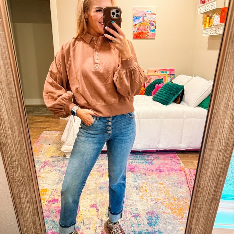 Mark My Words Half Button Top