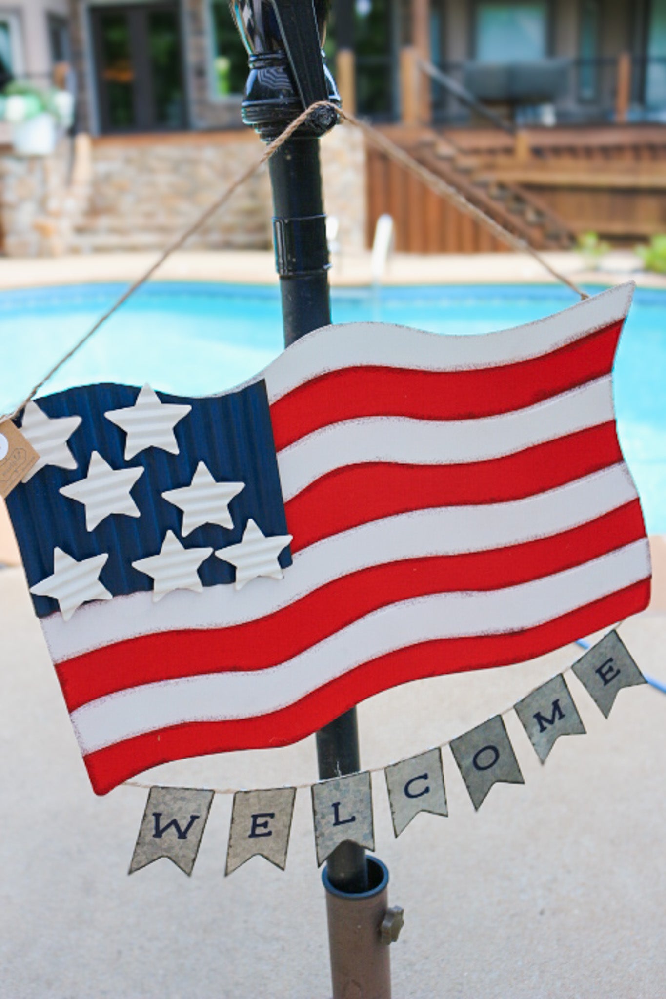 American Flag Tin Door Hanger