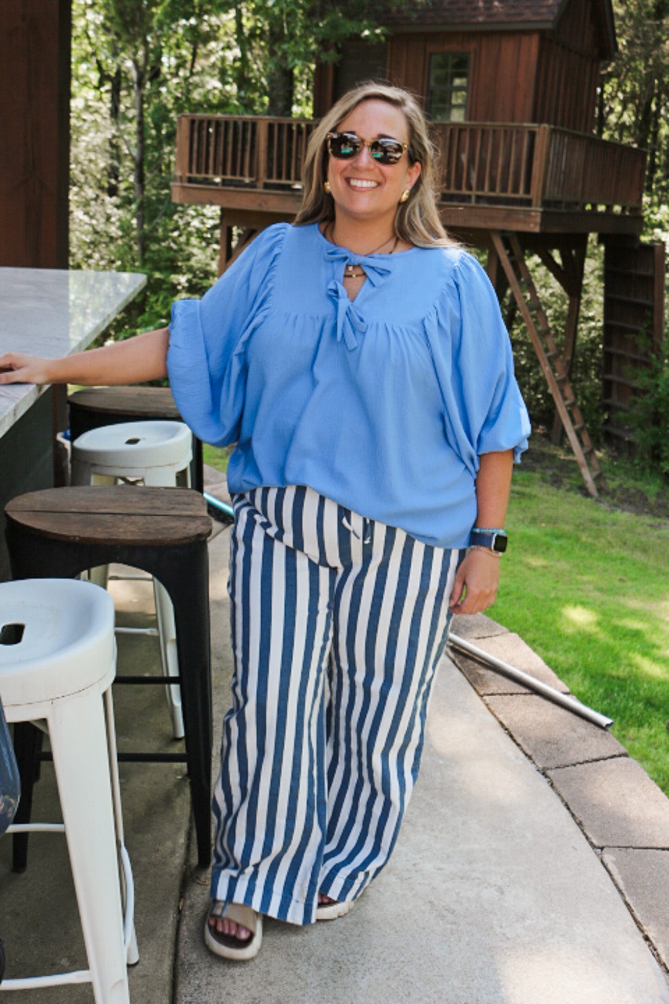 Where I Belong Denim White Stripe Pants