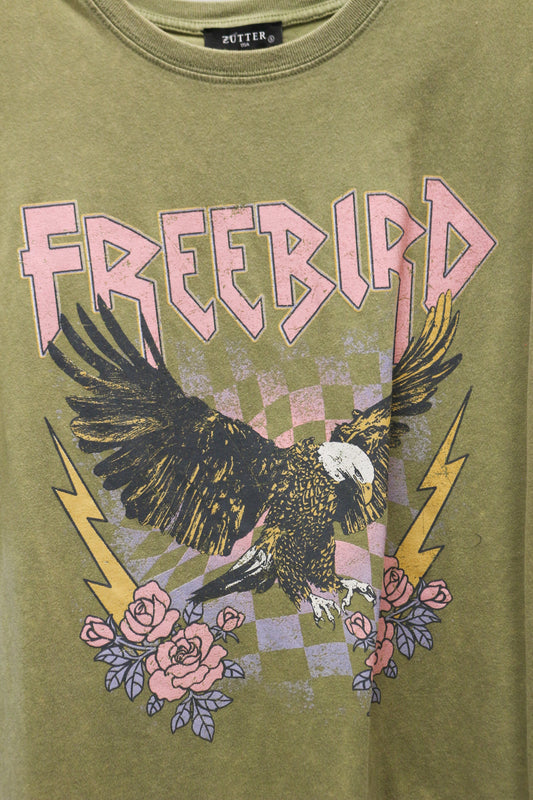 Freebird Moss Green Graphic Tee