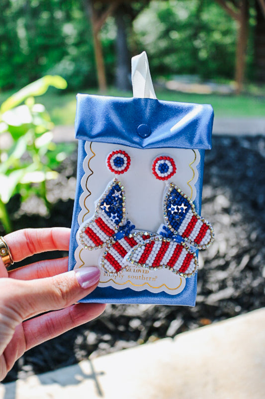 Beaded USA Earrings -6 Colors