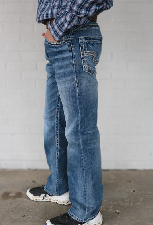 Men's Zac Relaxed Fit Straight Leg Silver Jeans