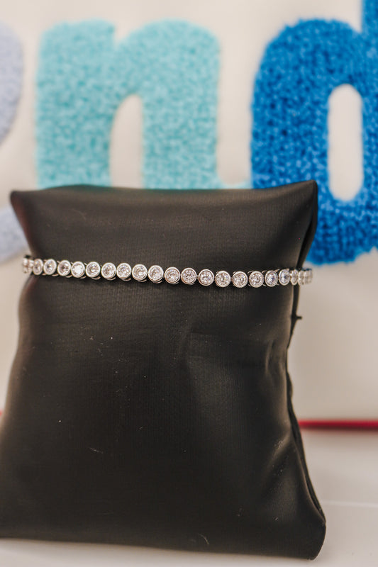 Silver Diamond Tennis Bracelet Links - Water Resistant