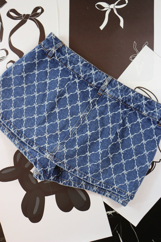 On My Soft Side Bow Denim Skort