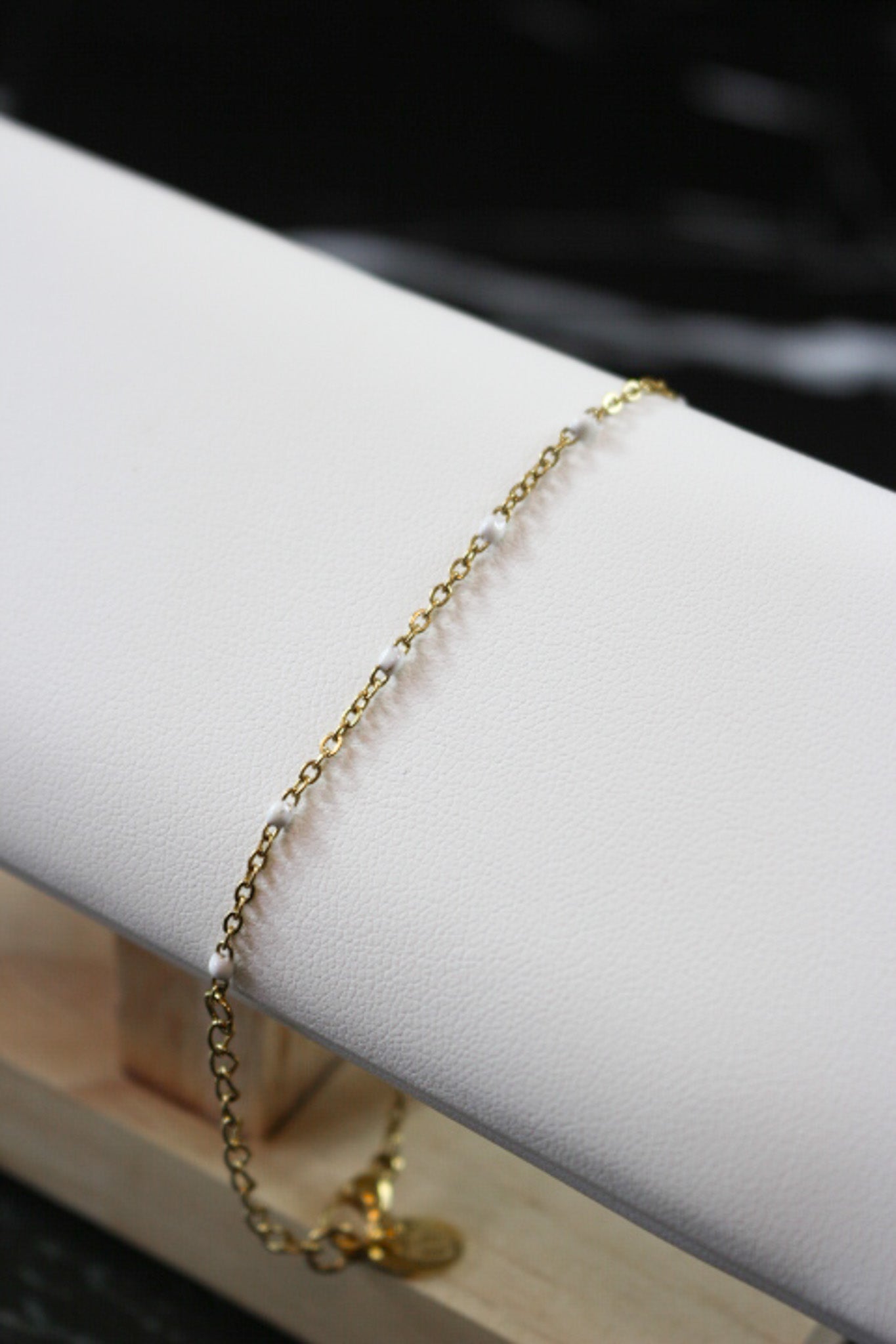 Stainless Steel Felix Gold & White Beaded Bracelet