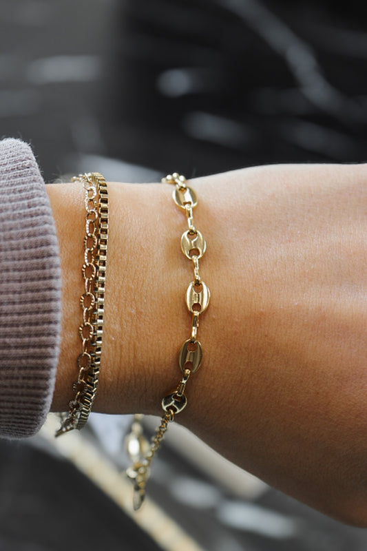 Waterproof Gold Millie Coffee Bean Bracelet