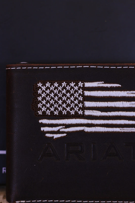 Ariat Passcase Distressed American Flag Bifold Wallet