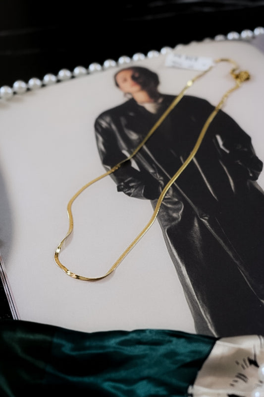 Waterproof Micro Gold Herringbone Necklace