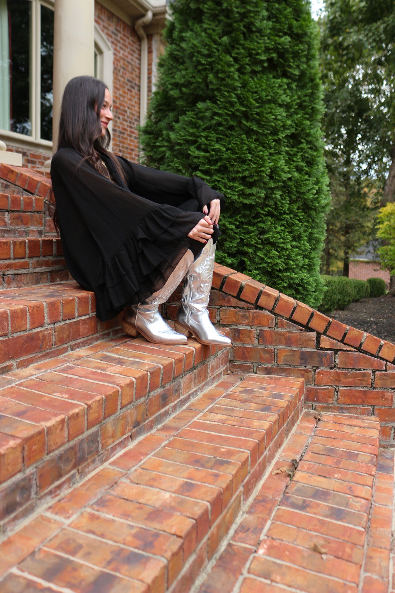 Radiant Energy Black Ruffle Chiffon Blouse